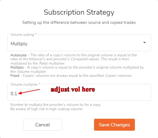 What is Copy Trading Multiplier-volume